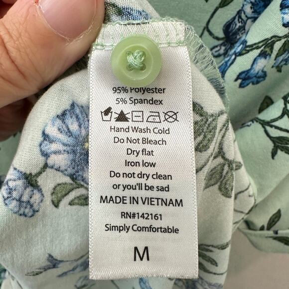 LULAROE | Blue Floral Button Down Short Sleeve Relaxed Fit Top | Medium - Picture 6 of 6